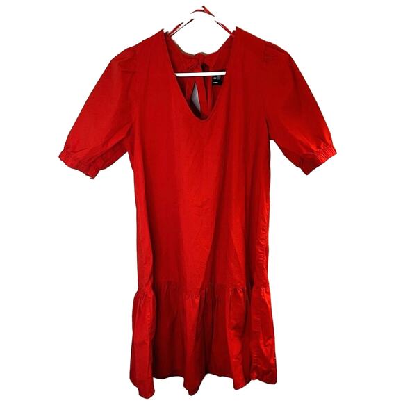 Vero Moda Dresses & Skirts - Vero Moda Womens Short Puff Sleeve Tie Keyhole Back Oversized Smock Dress Size M